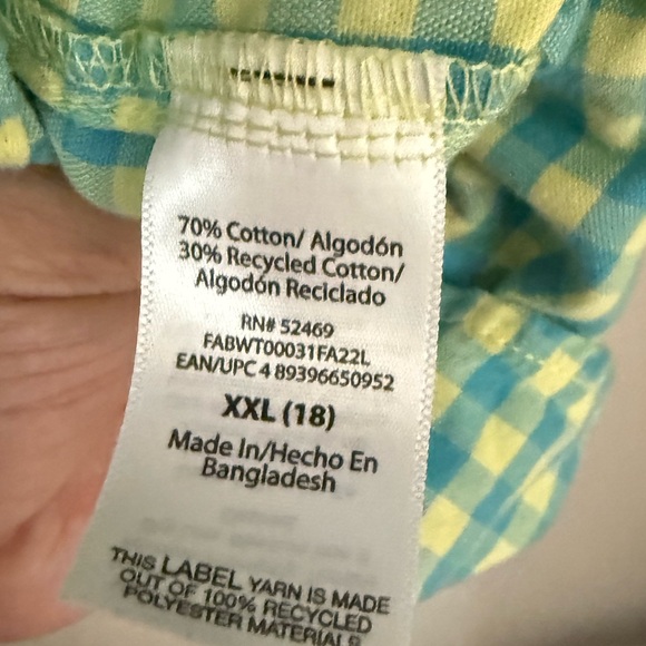 🧡15 for $20🧡 Free Assembly Green & blue Checkered Boys long sleeve shirt| XXL 18 - Picture 8 of 10